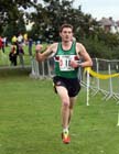 James Bailey brings Sale Harriers home to victory in the senior mens Northern Cross Country Relays, Graves Park, Sheffield.